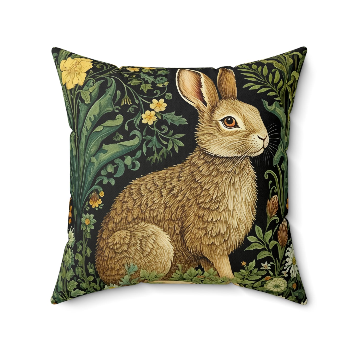 Botanical Rabbit Pillow | William Morris Inspired | Retro Farmhouse Home Decor | Easter Gift