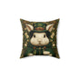 Leprechaun Bunny Decorative Pillow, St Patrick Day William Morris Style Rabbit Cushion