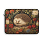 Hedgehog Laptop Sleeve, William Morris Inspired Woodland Floral Art Case, Vintage Botanical Animal Laptop Cover (12”, 13”, 15”)