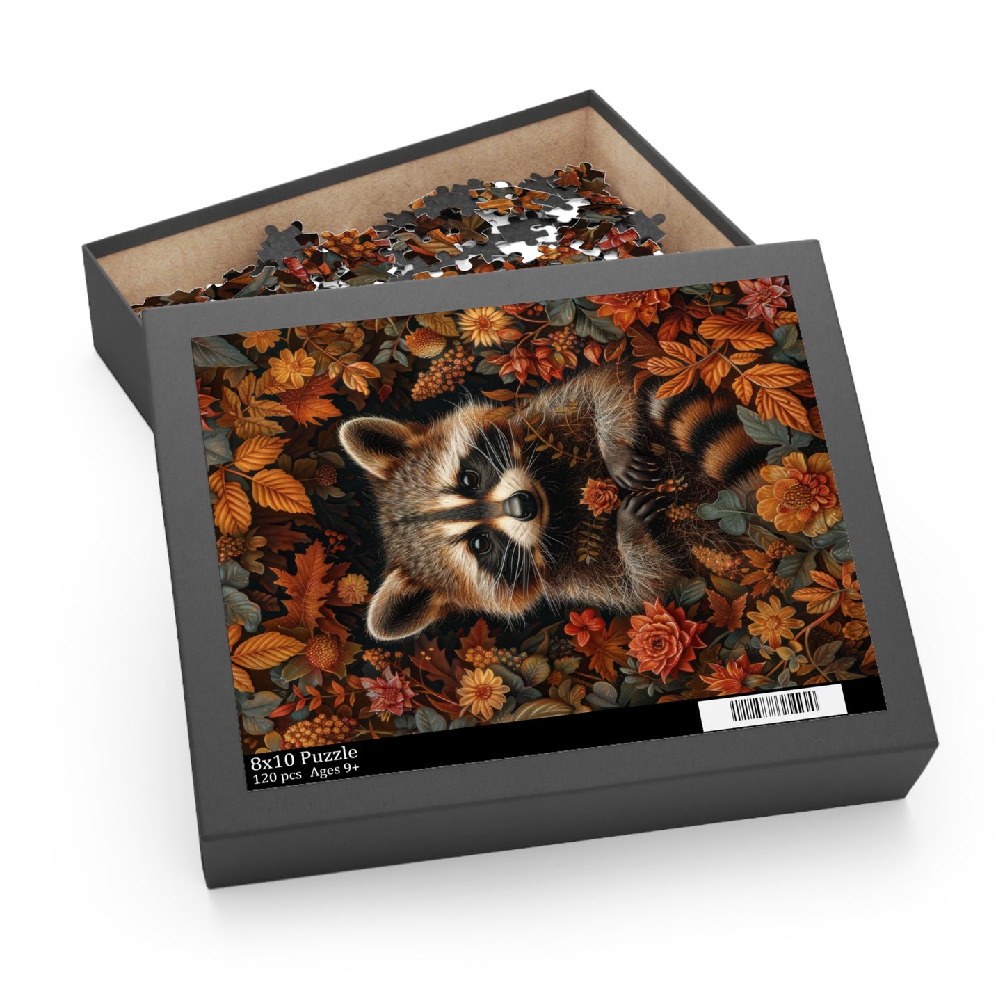 Raccoon Fall Botanicals Inspired by William Morris Art Puzzle Family Gift Box (120, 252, 500-Piece)