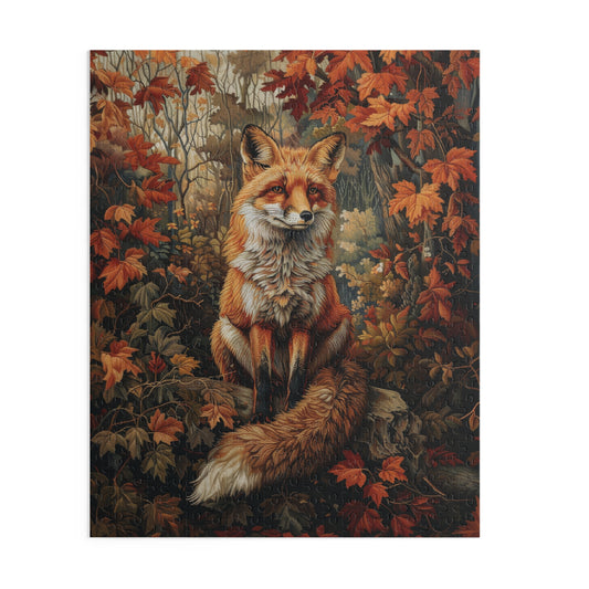 Woodland Fox Art Nouveau Jigsaw Puzzle, William Morris Inspired Fall Autumn, Cottagecore Box (120, 252, 500-Piece), Fun Activity Gift,