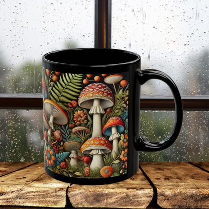 Mushroom Mug: Faux Embroidered Botanical Coffee Cup, Nature Lover Gift