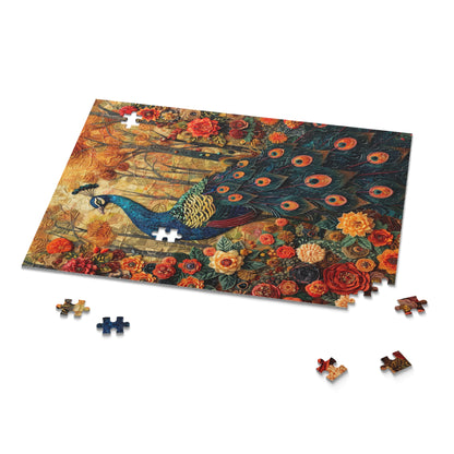 Art Deco Peacock Puzzle Box (120, 252, 500-Piece) Family Jigsaw Puzzle, Puzzle Box Gift For Her