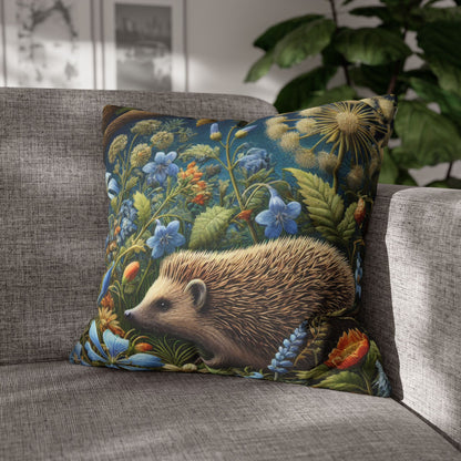 Woodland Hedgehog Forestcore Spun Polyester Square Pillowcase