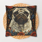 William Morris Inspired Pug Dog  Decorative Pug  Spun Polyester Square Pillowcase