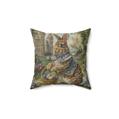 Rococo Bunny Easter Eggs Pillow: William Morris Style Decor