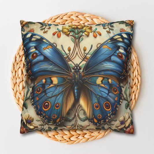 Blue Butterfly Decorative Pillowcase - Nature-Inspired Home Accent