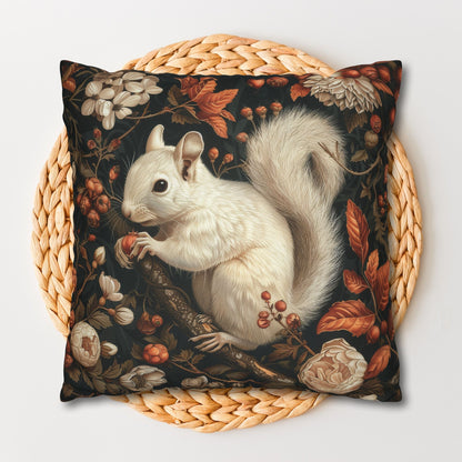 Woodland White Squirrel Fall Autumn Forest Decorative Square Pillowcase