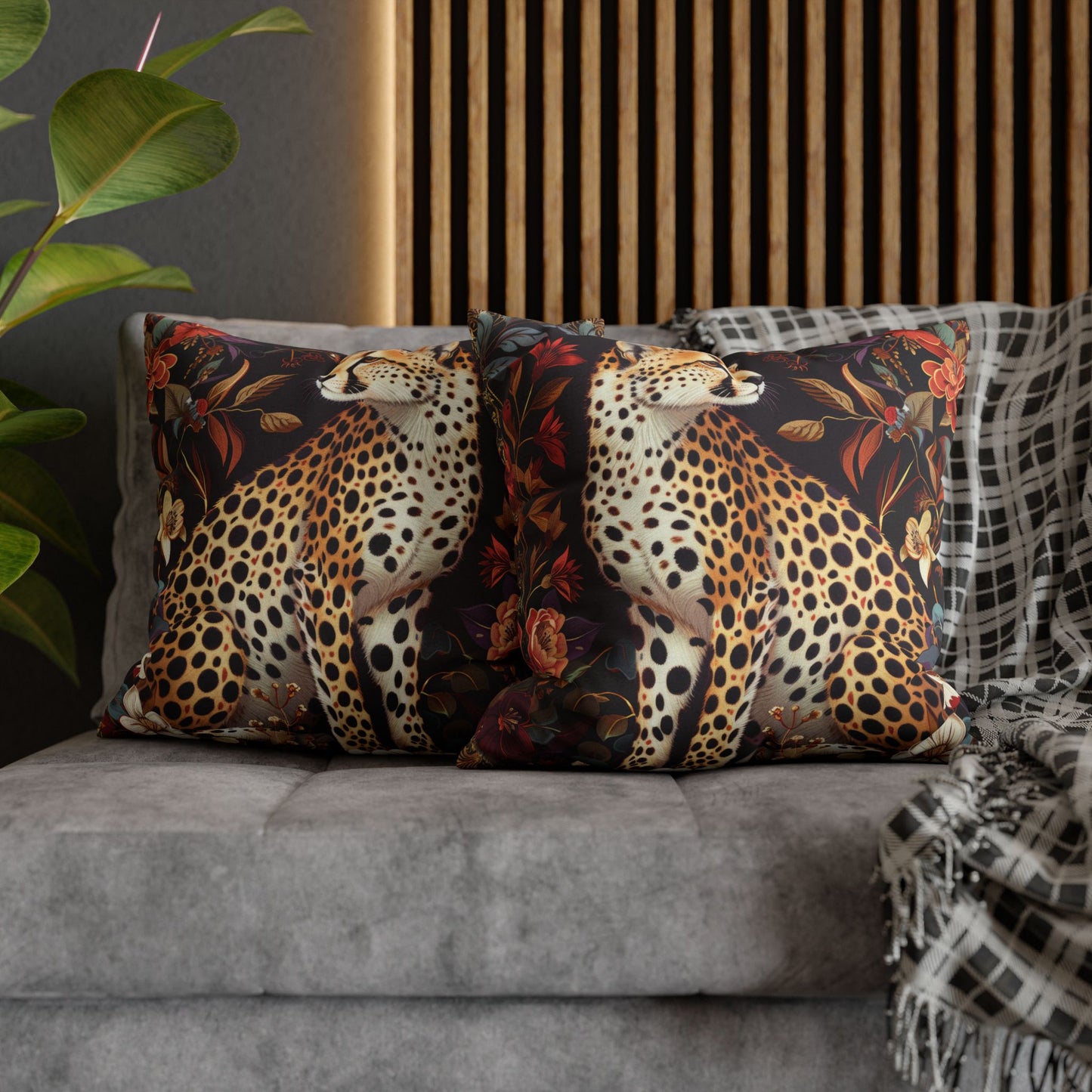 William Morris Inspired Botanical Cheetah Pillowcase