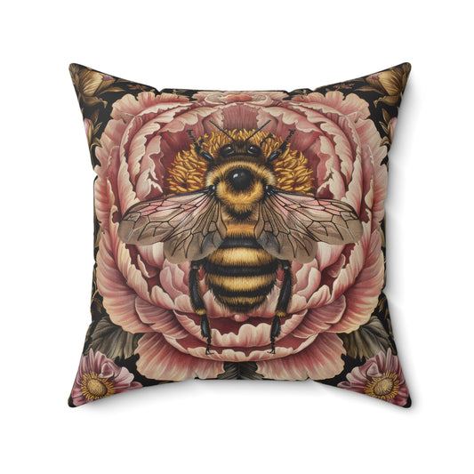 Bumblebee Pink Peony Pillow, William Morris Decor, Throw Cushion, Floral Home Decor, Square Pillow Cover