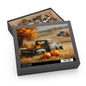Autumn Vintage Truck Puzzle, Rustic Fall Farmhouse Jigsaw with Pumpkins (120, 252, 500 Pieces)