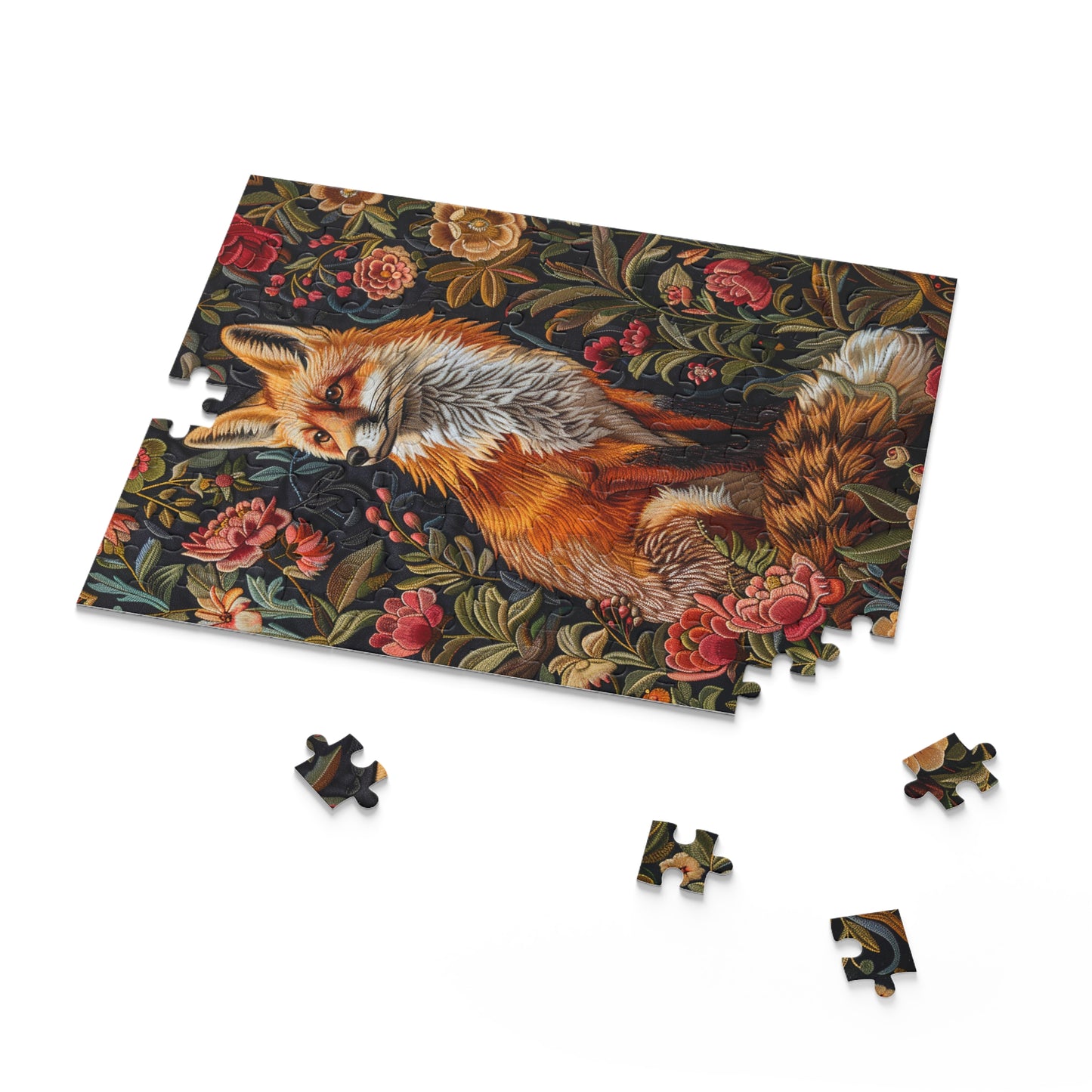Wild flowers Fox William Morris Inspired Jigsaw Puzzle (120, 252, 500-Piece) Gift-Ready Box, Adult Jigsaw Puzzle
