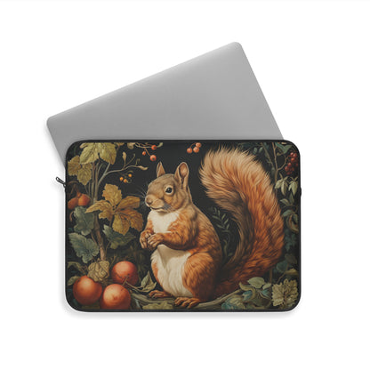 Red Squirrel Laptop Sleeve, William Morris Inspired Autumn Forest Art Case, Woodland Botanical Animal Laptop Cover (12”, 13”, 15”)