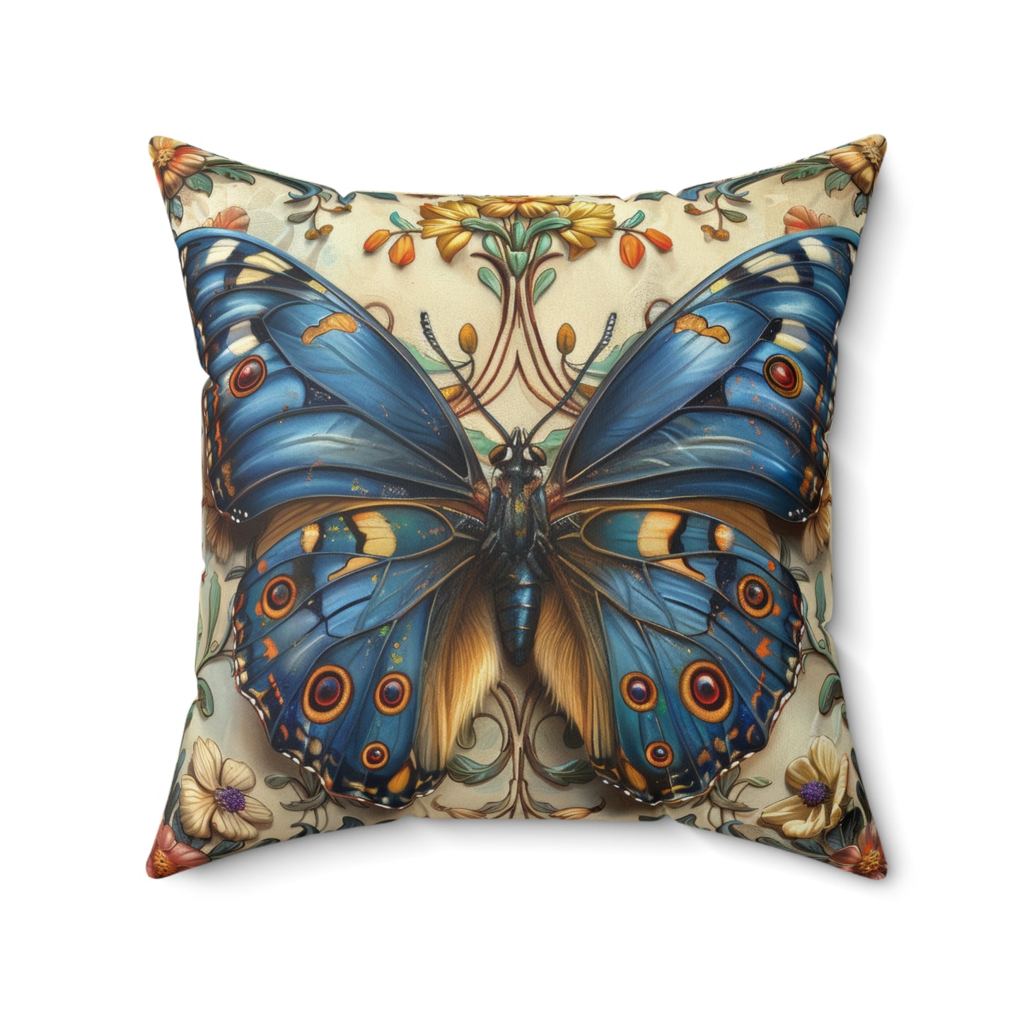 Blue Butterfly Decorative Pillow - Nature-Inspired Home Accent