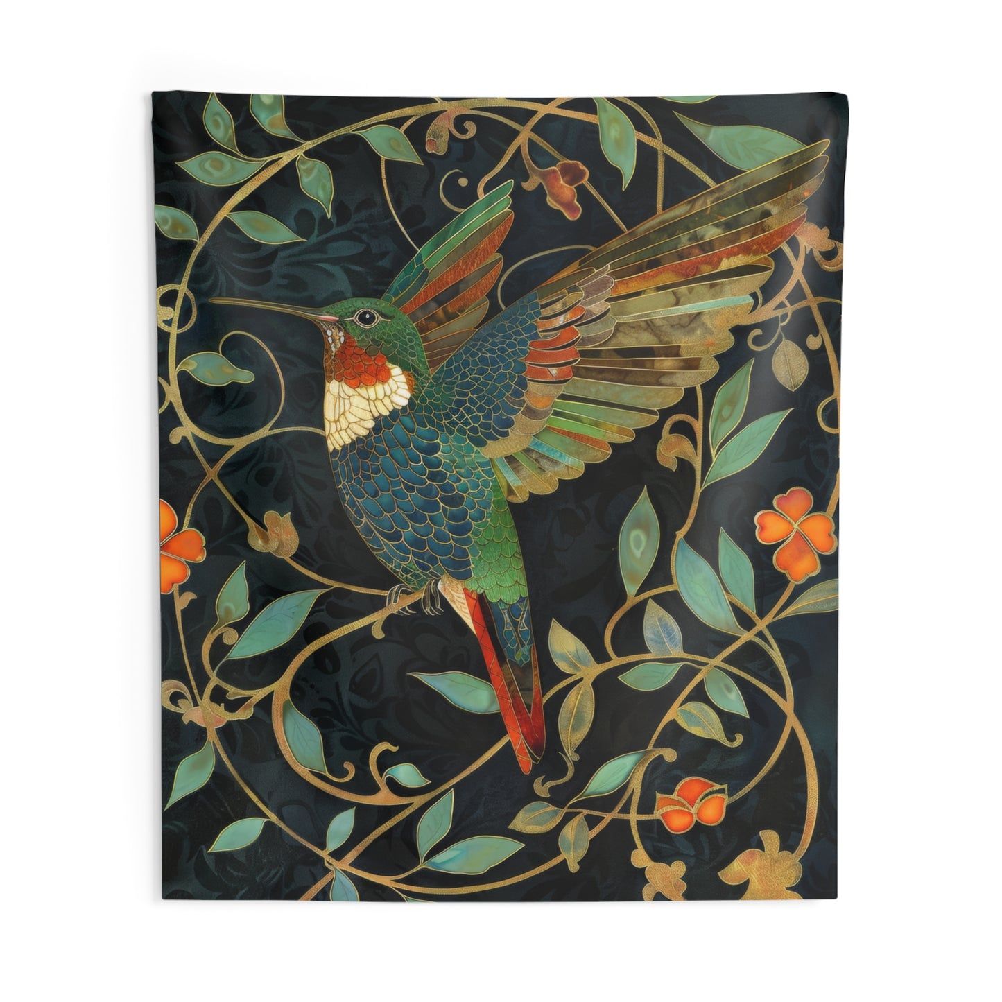 Tapestry of Humming Bird Art Deco William Morris Inspired Indoor Wall Tapestries