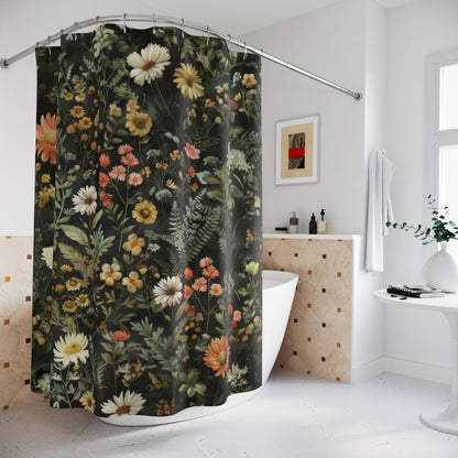 Cottage Botanical Wildflowers Pattern Polyester Shower Curtain