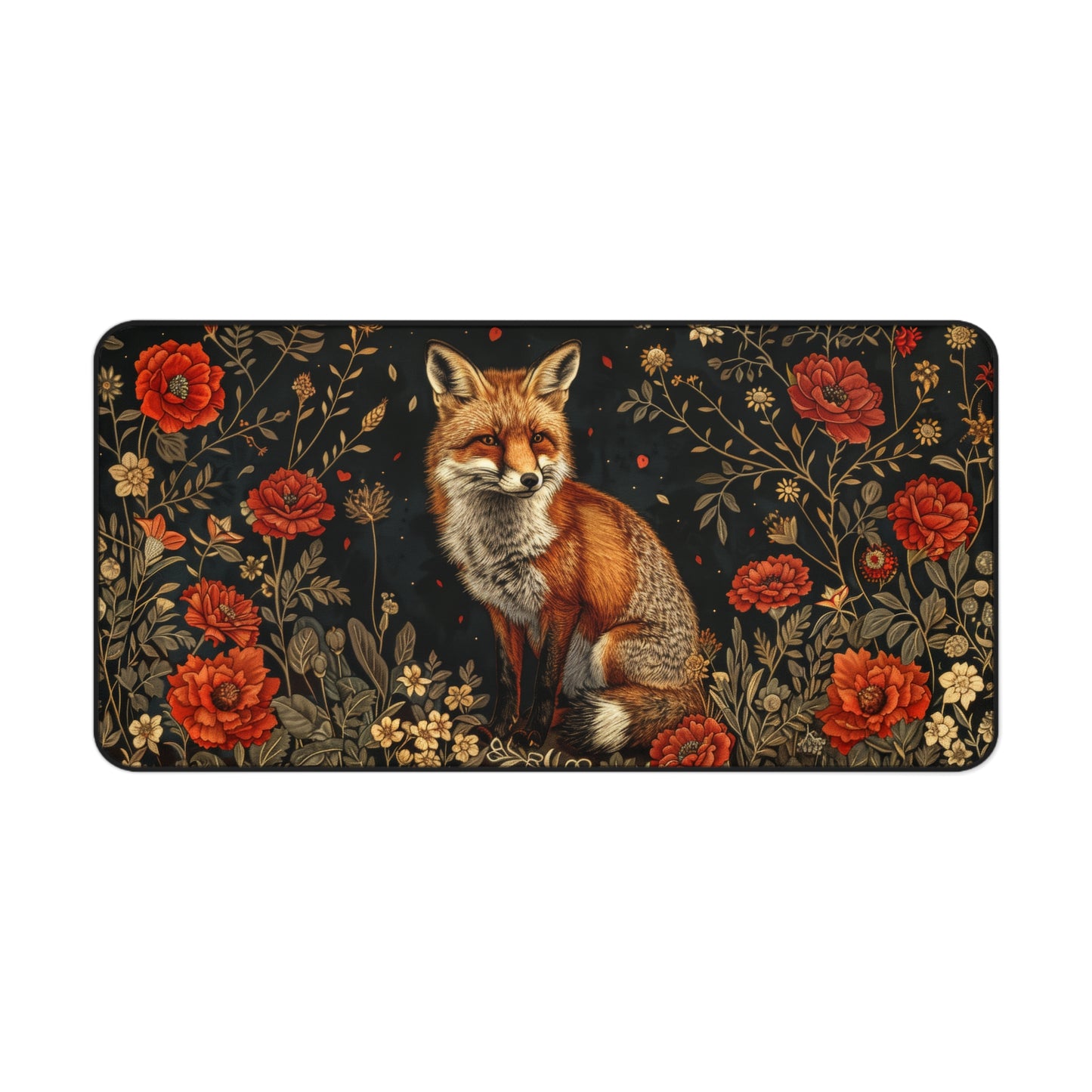 Wildflower Fox Desk Mat 2 Sizes | Aesthetic Floral Fox Desk Mat | Office Decor GiftDesk Mats