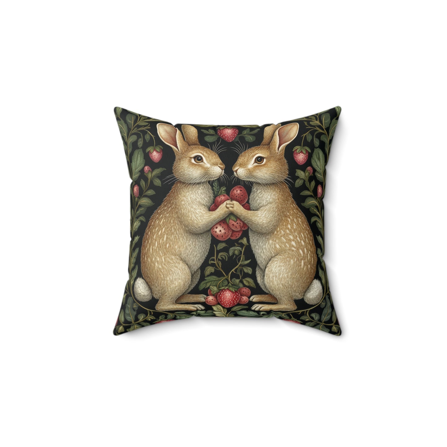 Rabbit & Strawberry Pillow: Whimsical Home Decor Cushion