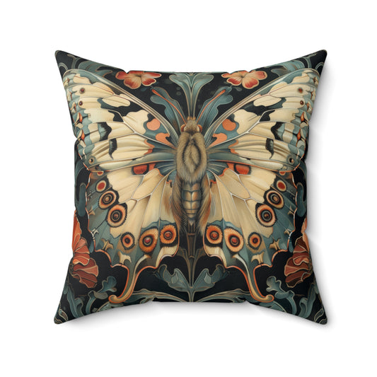 Woodland Botanical Butterfly Decorative Pillow William Morris Inspired | Cottage-core Pillow