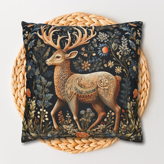 William Morris Inspired Victorian Forest Deer, Cottagecore Decorative Pillow,casee Home Decor Accent
