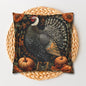 Thanksgiving Turkey Pillowcase, Autumn Harvest Cushion with Pumpkins & Flowers, Rustic Fall Farmhouse Decor