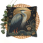 Heron Moon Decorative Pillowcase, Elegant Coastal Throw Pillow Cover