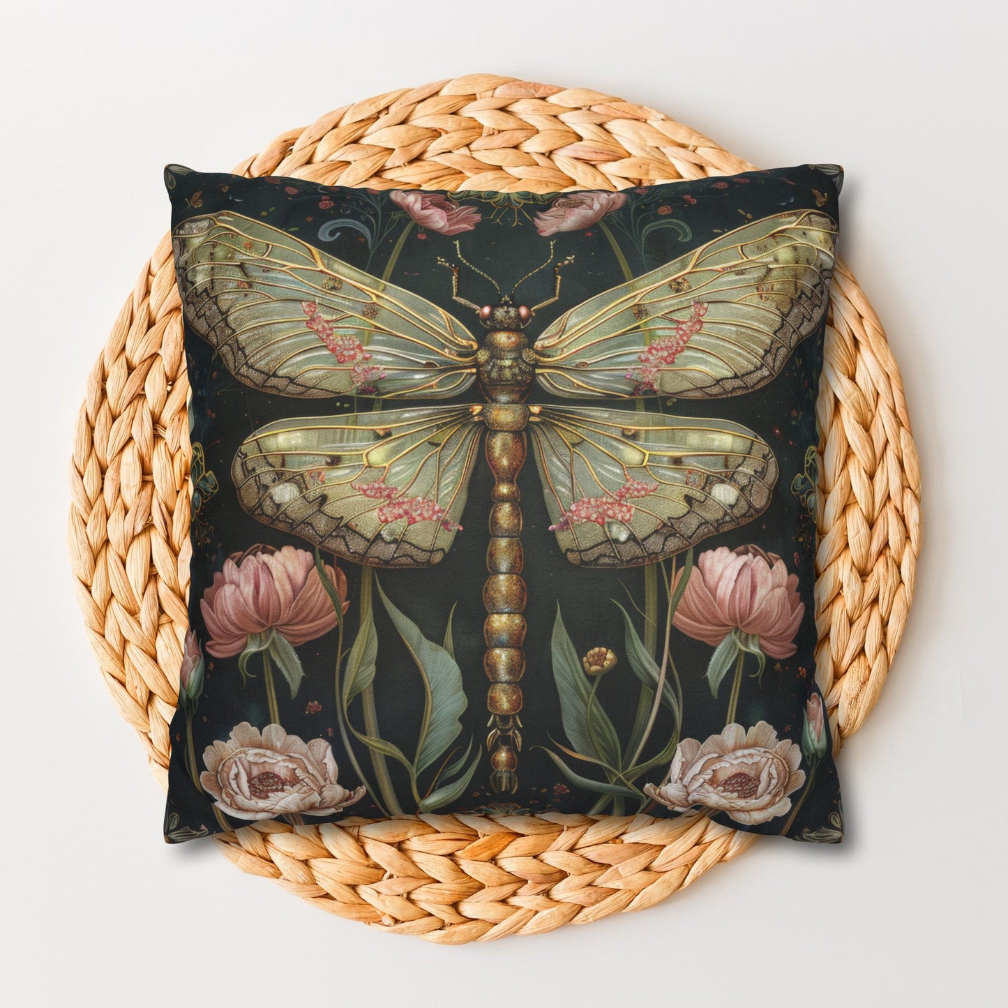 William Morris Inspired Victorian Botanical Dragonfly Pillowcase