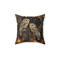 Enchanted Forest Owl Pillow, Decorative Fall Square Pillow, Home Accent, William Morris Inspired