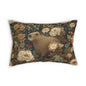 Vintage Floral Capybara Lumbar Pillow, Botanical Animal Accent Cushion