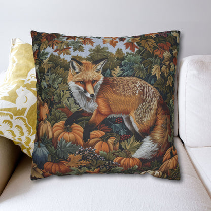 Woodland Fox Jumping Pumpkins Patch Decorative Pillowcase