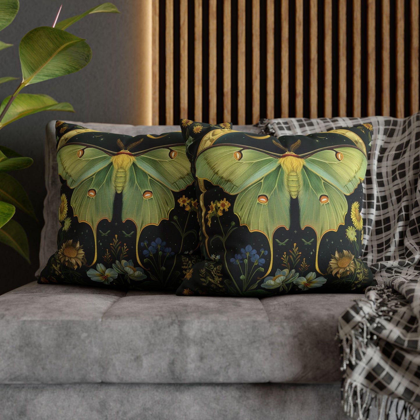 Luna Moth Crescent Moon Pillowcase