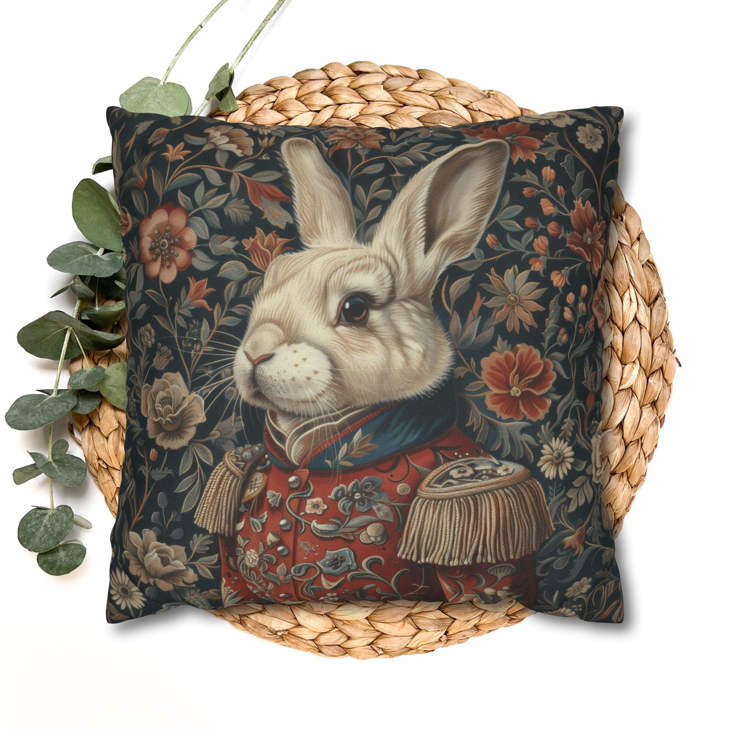 Christmas Nutcracker Rabbit Pillowcase: William Morris Inspired Holiday Decor