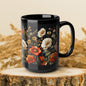 Wildflowers Pattern Embroidery Mug Black Mug 11oz, 15 oz