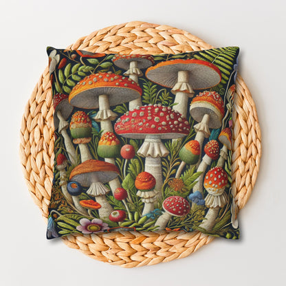 Faux Embroidered Mushroom Decorative Pillowcase