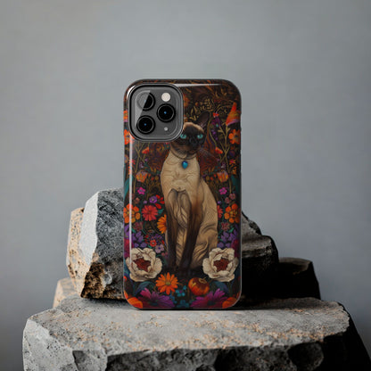 Art Deco Siamese Cat In The Style of William Morris iPhone Tough Case