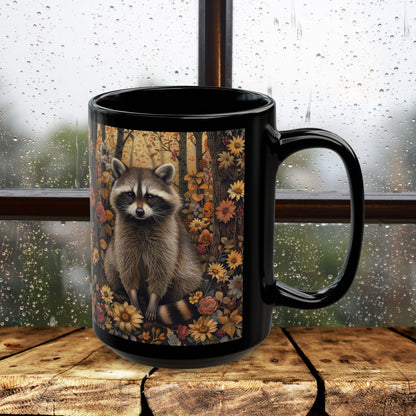 Botanical Raccoon Coffee Mug: Woodland Fall Ceramic Drinkware