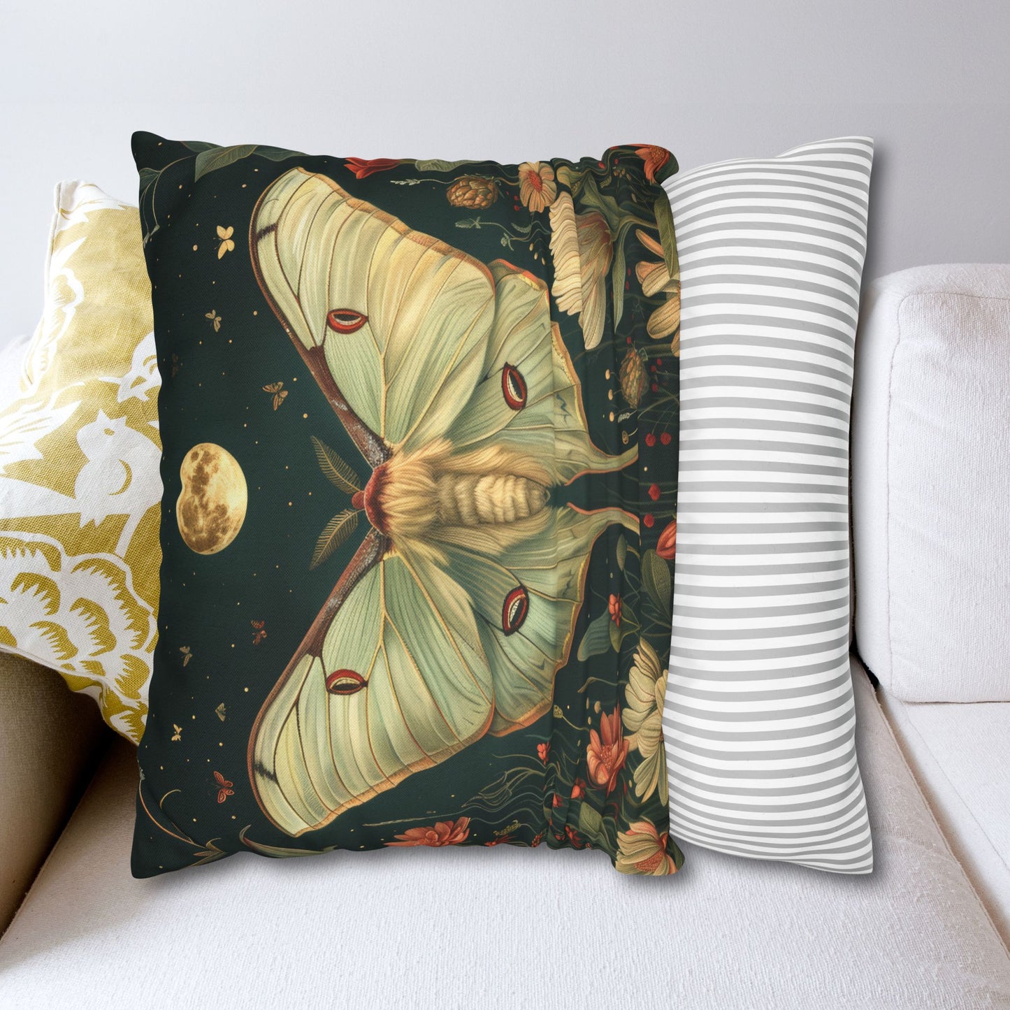 Luna Moth Flight Full Moon Night  Pillowcase