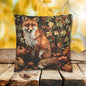Fox in a Pumpkin Patch William Morris Inspired, Decorative Fall Pillow Decor, Spun Polyester Square Pillowcase