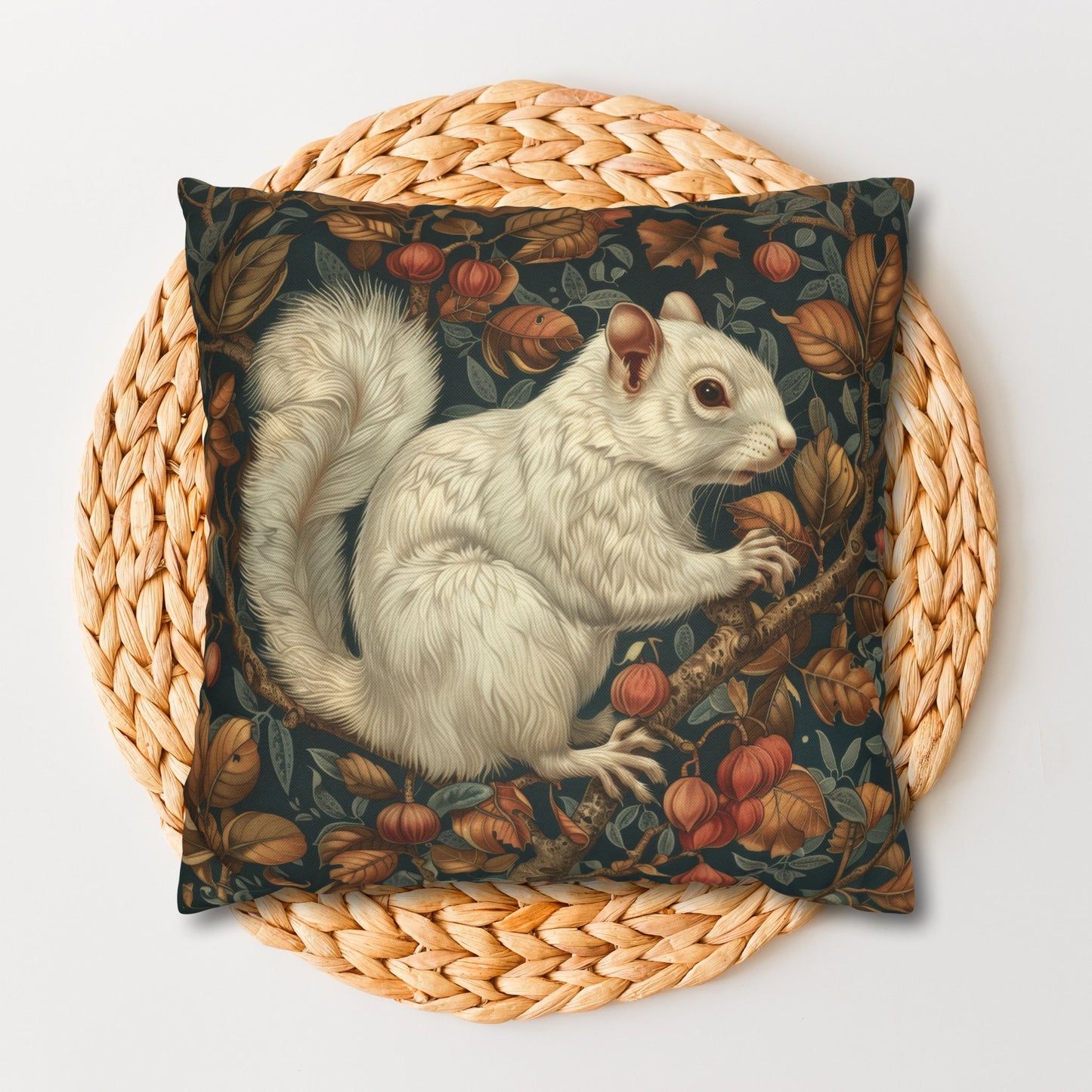 William Morris Forest White Squirrel Pillowcase