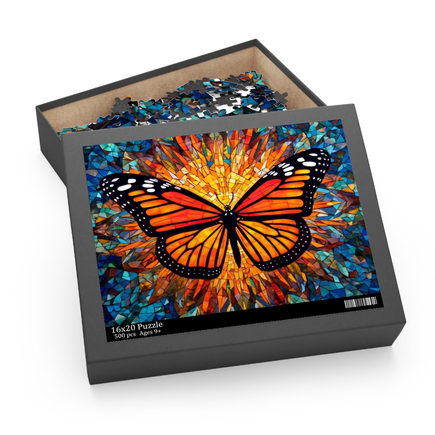 Colorful Monarch Stained Glass Jigsaw Puzzle (120, 252, 500-Piece)  Gift-Ready Box, Adult Jigsaw Puzzle, Gift Him Her