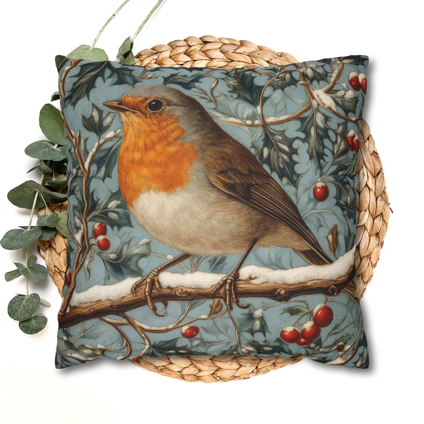 Robin Winter Berries Pillowcase: William Morris Inspired Home Decor