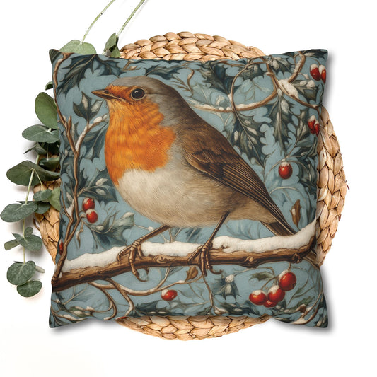 Robin Winter Berries Pillowcase: William Morris Inspired Home Decor