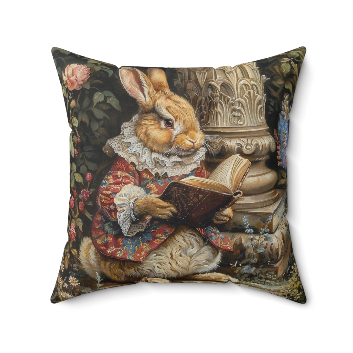 William Morris Inspired Rococo Peter The Rabbit Vintage Book Pillow