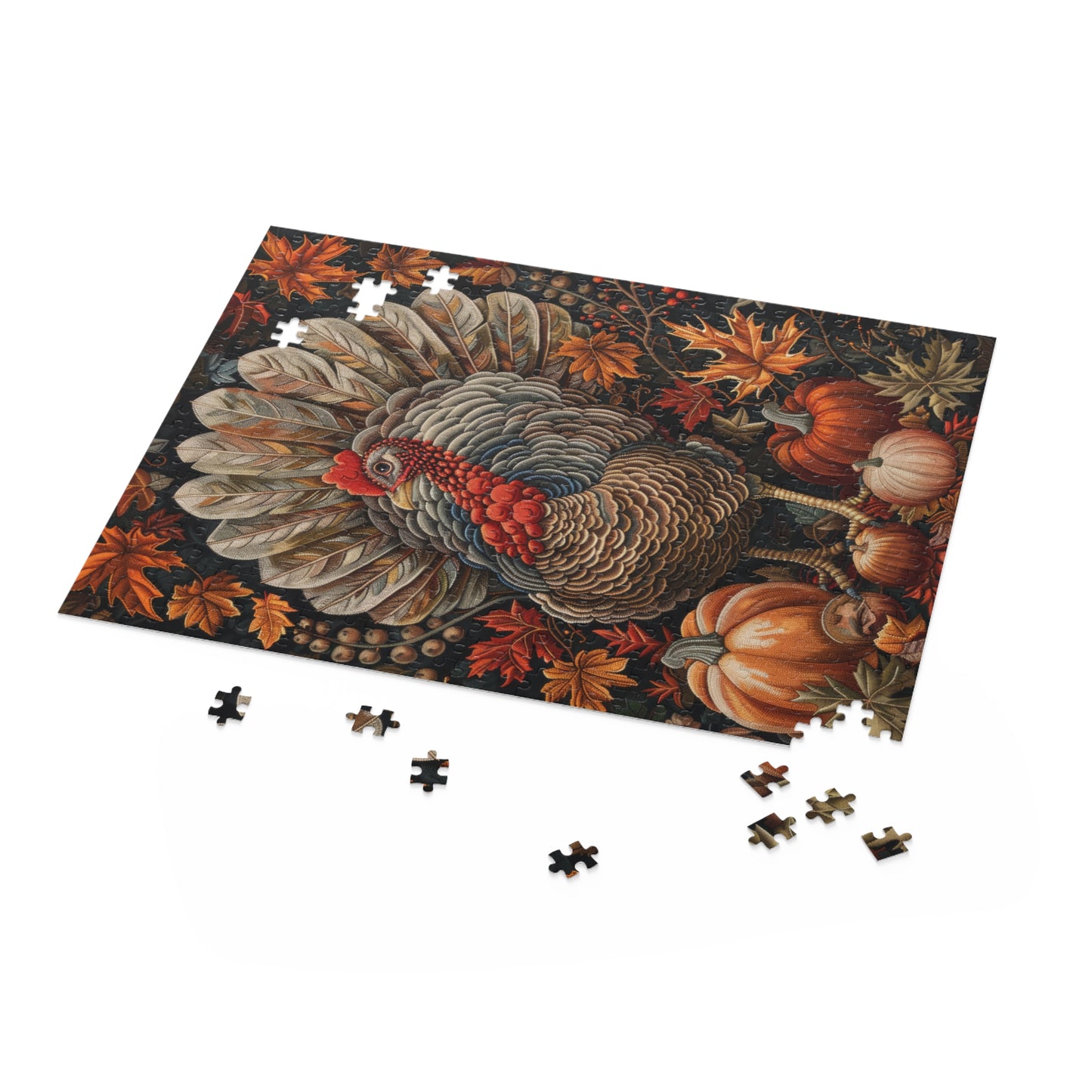 Thanksgiving Turkey Pumpkins Jigsaw Puzzle (120, 252, 500-Piece) Gift-Ready Box, Adult Jigsaw Puzzle