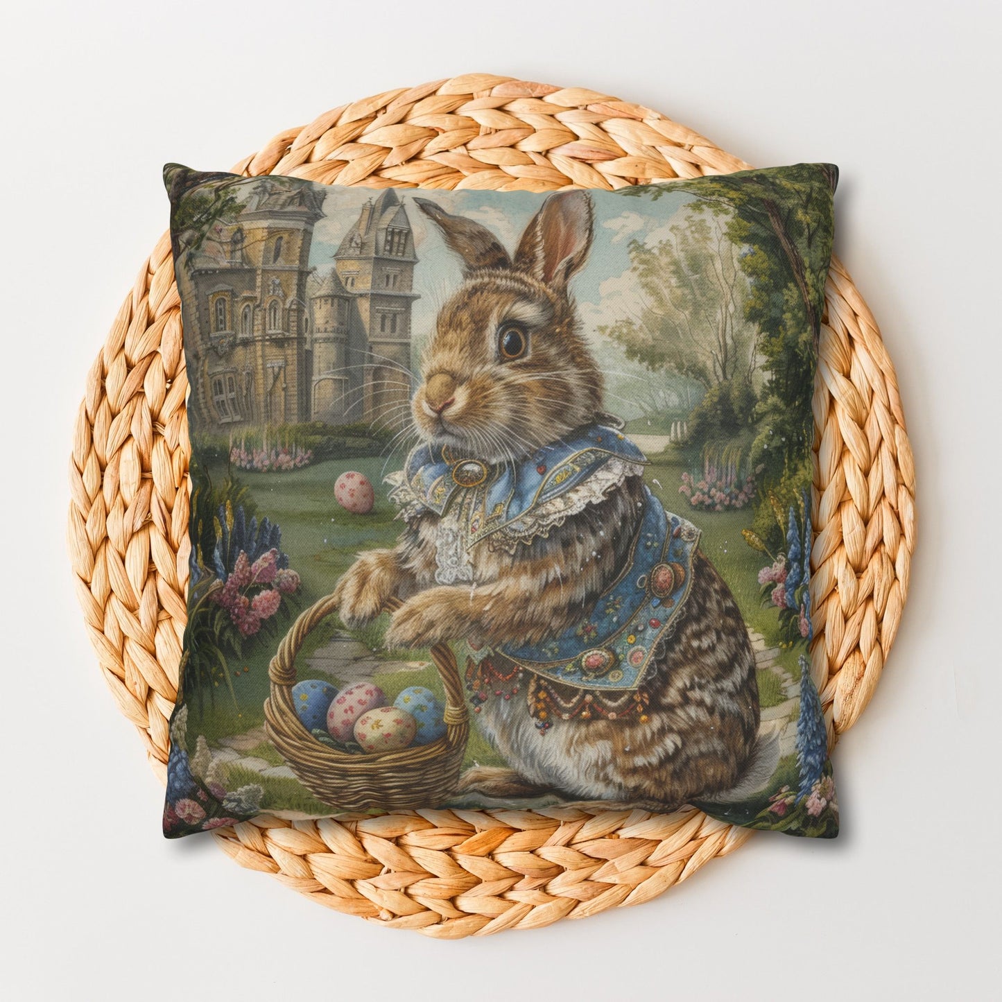 Rococo Bunny Easter Eggs Pillowcase: William Morris Style Decor