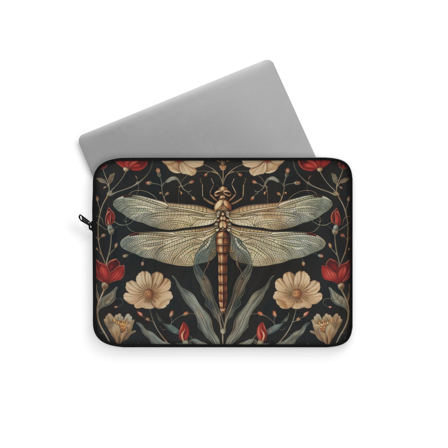 Botanical Dragonfly Laptop Sleeve, William Morris Inspired Insect Art Case, Vintage Floral Laptop Cover (12”, 13”, 15”)