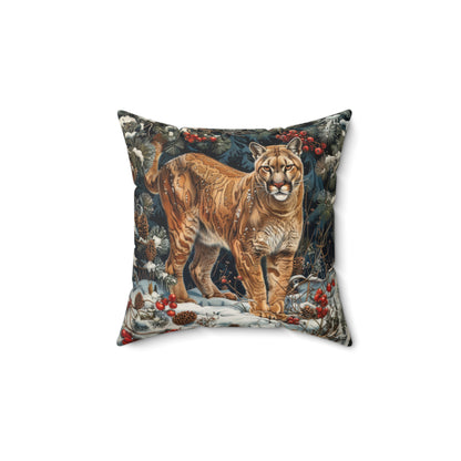 Winter Mountain Lion William Morris Inspired Decorative Pillow