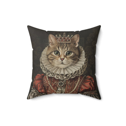 Rococo Royal Cat Square Pillow, Fun Home Decor, Cat Lover Gift, Unique Cushion, Pet Themed Gift, Cozy Living Room Accent