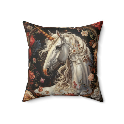 White Unicorn Botanical William Morris Inspired Victorian Pillow Home Decor