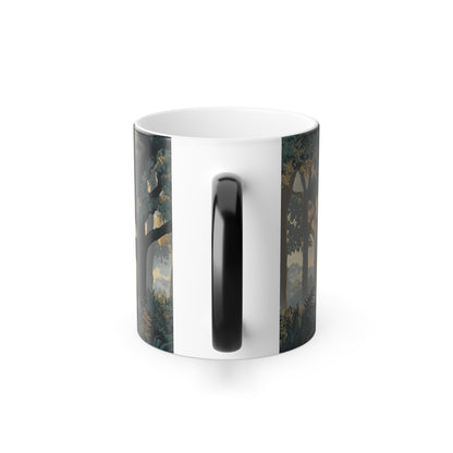 Misty Sunrise Forest Heat-Reveal Mug | Color-Changing Woodland Landscape Cup, Nature Morning Gift, 11oz